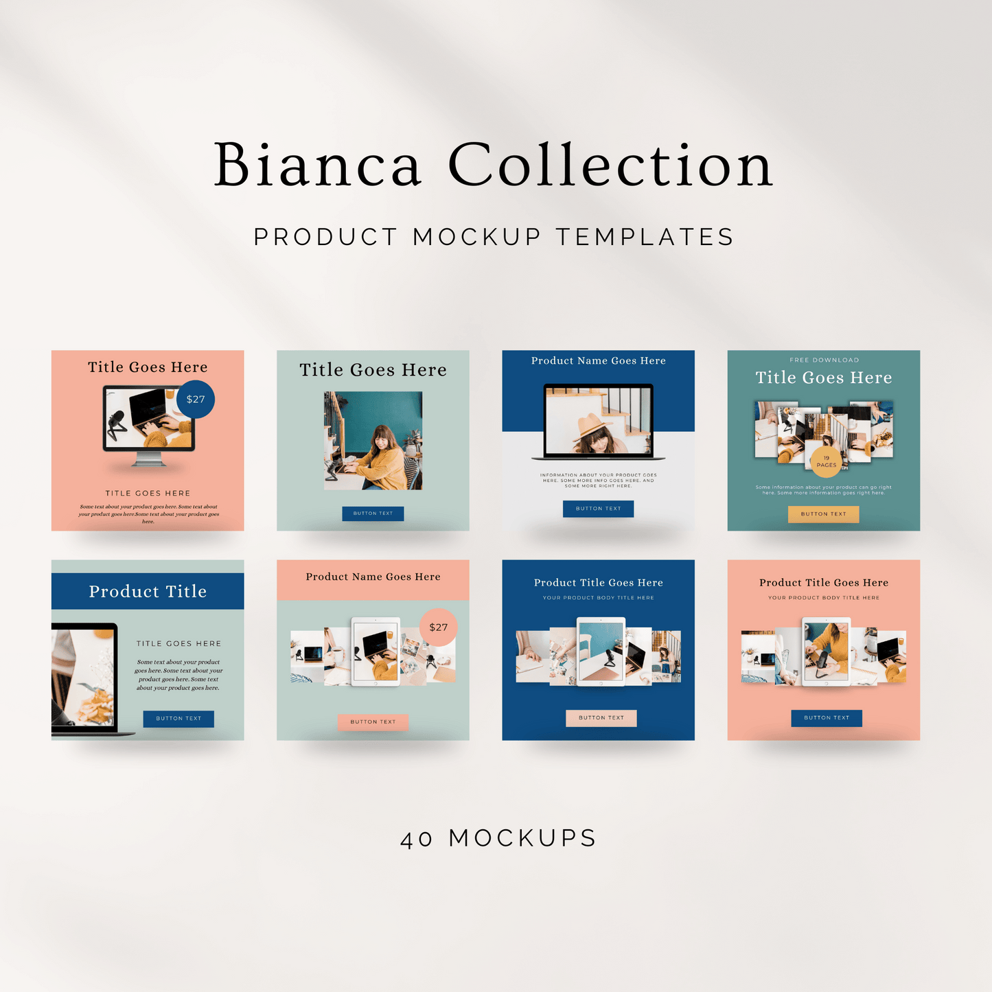 Bianca Collection Canva Product Mockup Templates colorful