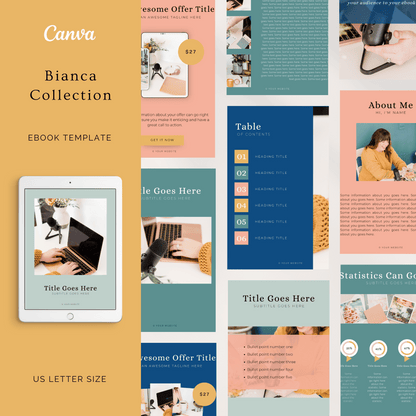 Bianca Collection of colorful Canva ebook template for female entrepreneurs