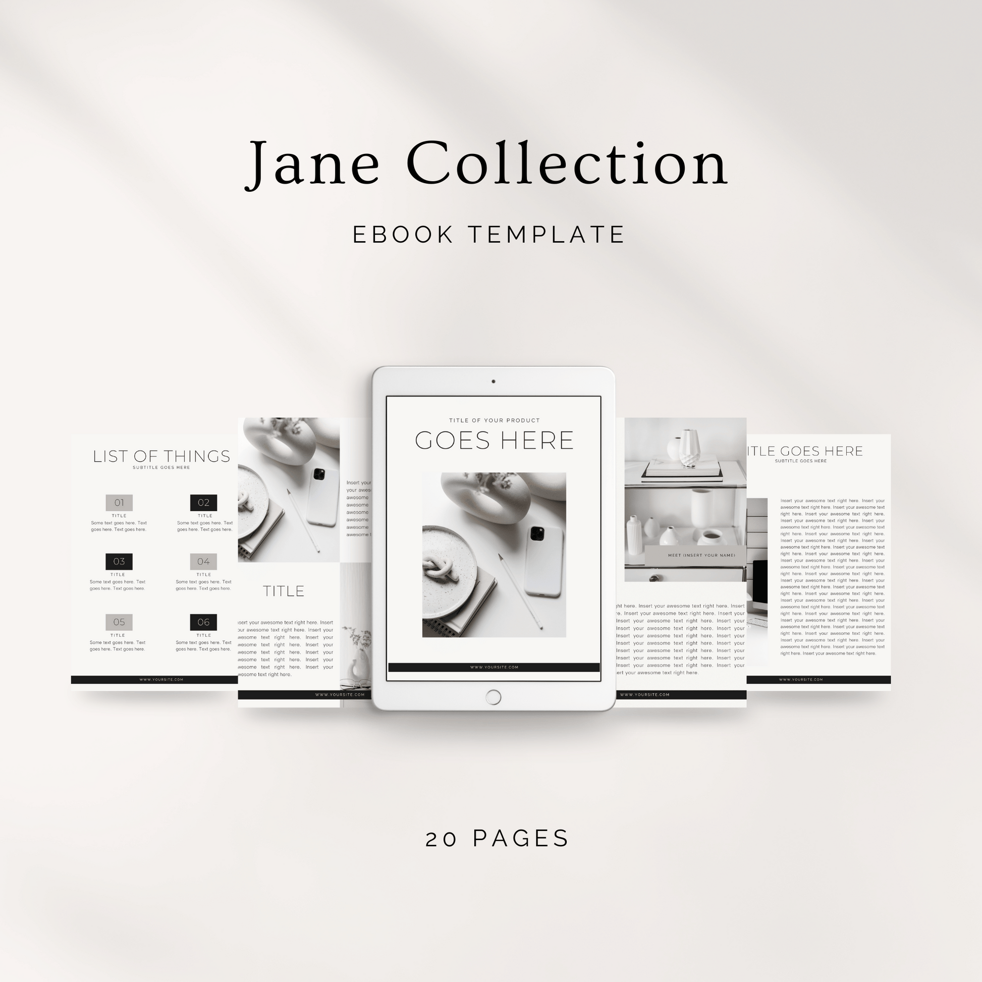 Grey, black and white Canva feminine ebook template for female entrepreneurs. 