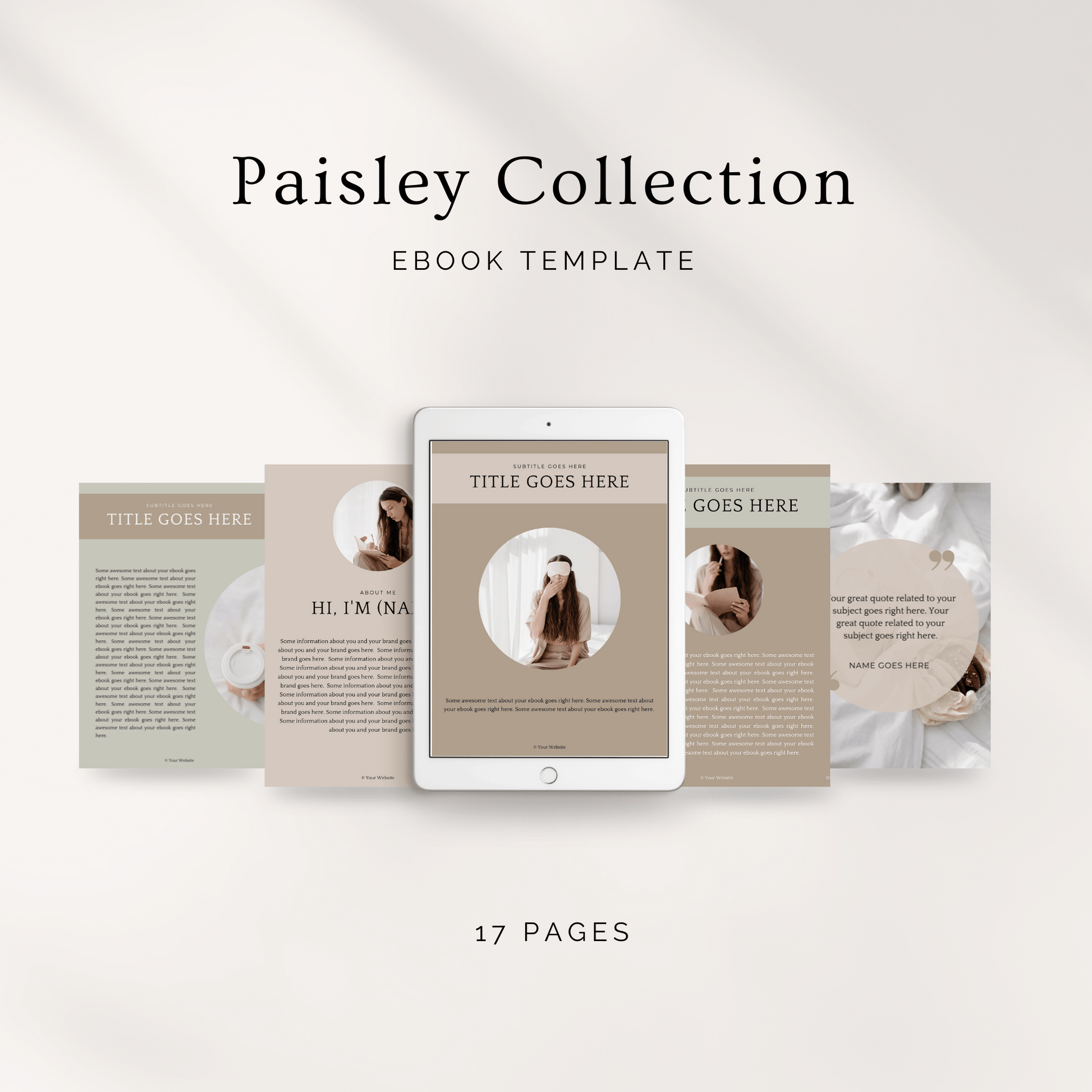 Neutral and earthy Bundle Collection of Canva Templates. Ebook, Workbook, Presentation Slide Deck and Product Mockup Canva templates for female entrepreneurs.